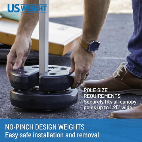 US Weight 40 Pound Canopy Weight Set of 4 and Carry Strap with No-Pinch Design - Easy Installation and Removal to Secure T...