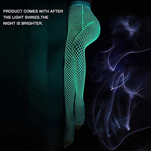 DTWAWA Glow in the Dark Fishnets Stockings, High Waist Tights Party Stockings for Womens