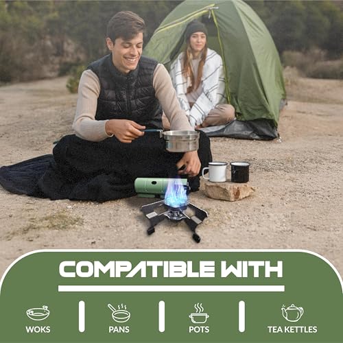 Roamix 17,700 BTU Foldable Butane Camping Stove – 5,200W Portable Gas Burner with Carrying Bag for Outdoor Cooking, Backpa...