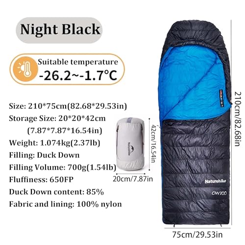 Naturehike CW700[2025 Upgrade] Ultralight Down Sleeping Bag [ -26.2°C~-1.7°C,1074g] All Season Camping Sleeping Bags for C...