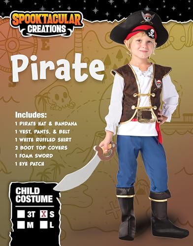 Spooktacular Creations Halloween Pirate Costume Kids, Boys Pirate Costume Set for Toddler Halloween DressUp, Themed Party