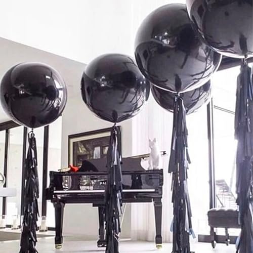 PartyWoo Black Balloons 4 pcs 36 Inch Latex Helium Matte Black Balloons for Baby Shower Birthday Graduation Casino Gaming ...
