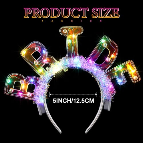 JEAIRTS Light Up Bride Headband Glowing BRIDE Letter Hair Band Led Bachelorette Party Hair Accessories for Women