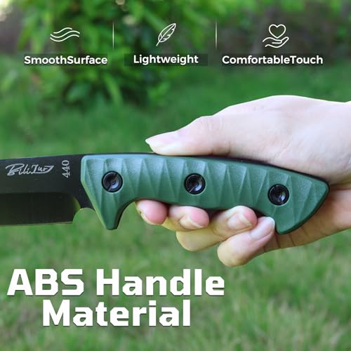 Bilizuo Full Tang Fixed Blade Tactical Knife, 5.5" Hunting Knife with 440 Stainless Steel & Ergonomic ABS Handle, Camping ...