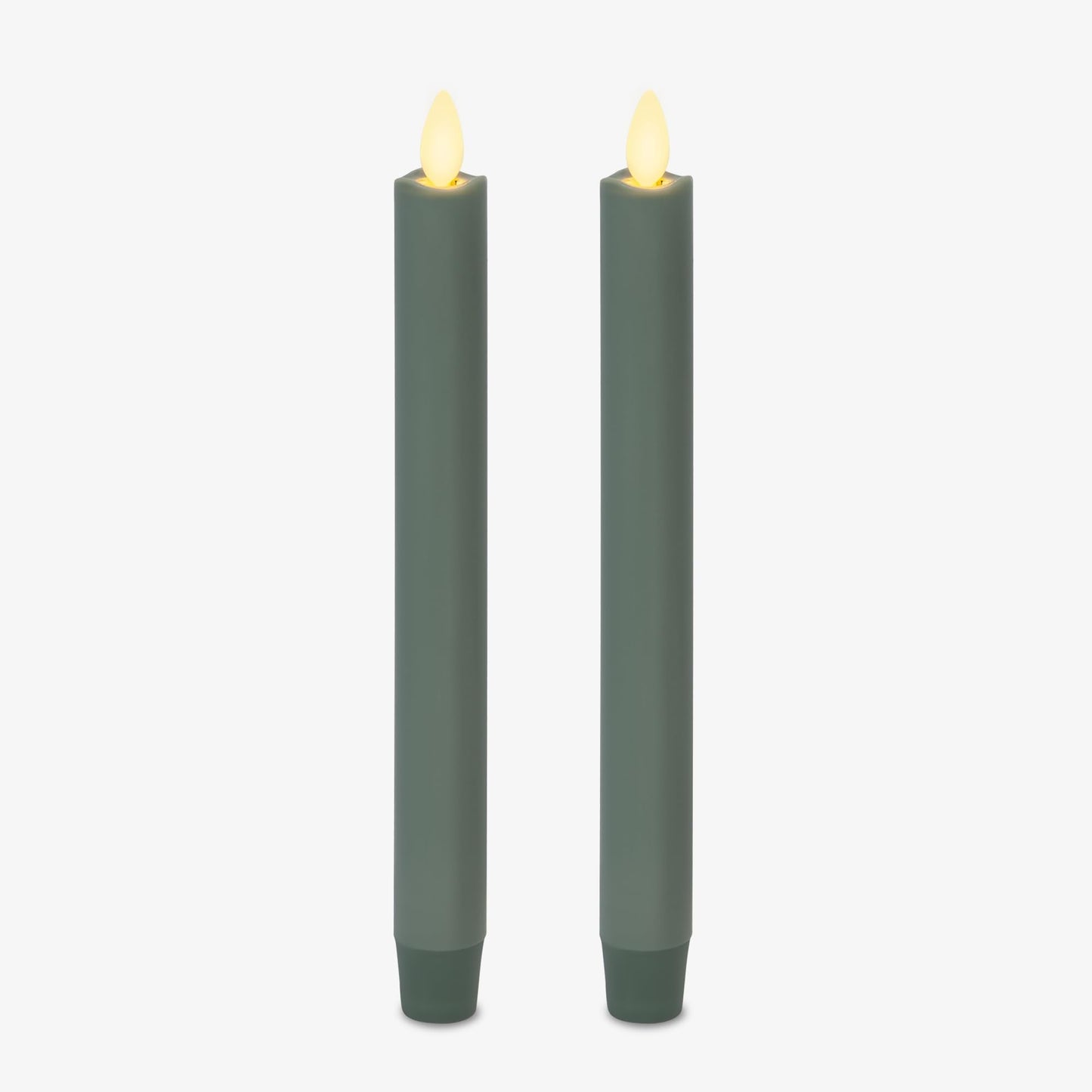 Luminara - Flameless Battery Operated Taper Candle - Iceberg Green - Pack of 2-1x9.75 - LED Flickering Flame - Realistic Safe for Home Kids and Pets