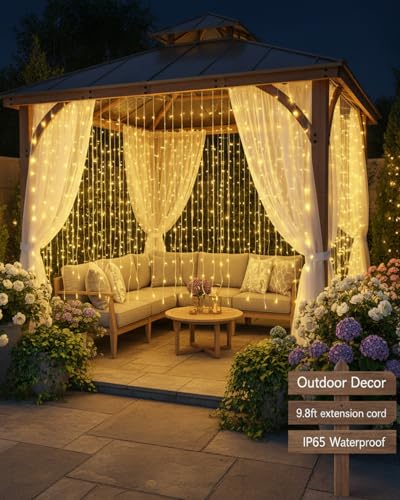Curtain Lights for Bedroom & Romantic Decor - 300 LED Fairy String Lights with Remote, 8 Modes Timer, USB Plug in Waterpro...