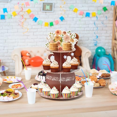 ANGOLIO De Barro Mexicanos Cupcake Stand Party Supplies - 3 Tier Mexican Flower Birthday Cupcake Tower Taco Dessert Holder...