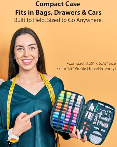 Vellostar Sewing Kit for Adults & Beginners - A Portable Hand Needle and Thread Kit with Premium Sewing Supplies and Acces...