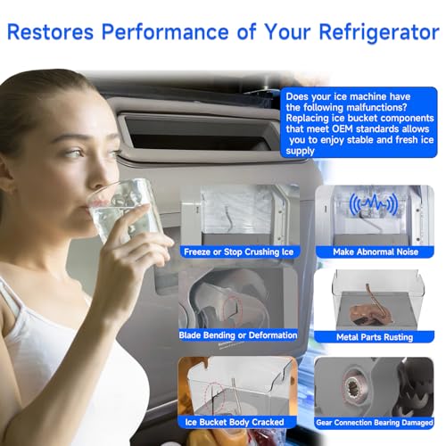 ColleRain W11129522 Refrigerator Ice Bin Compatible with KitchenAid Ice Bucket Replacement, W10564750 Ice Bucket Assembly ...