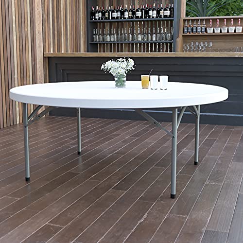 Flash Furniture Elon 6' Round All-Occasion Plastic Folding Event Table, Foldable Portable Banquet Table for Indoor/Outdoor...