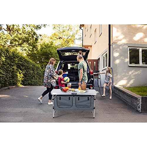 Nice C Camping Table, Folding Table Height Adjustable, Camp Table, Storage Kitchen Table, Lightweight Aluminum, with Carry Handle for Outdoor, Beach, BBQ, Picnic, Cooking, Festival, Indoor, Office