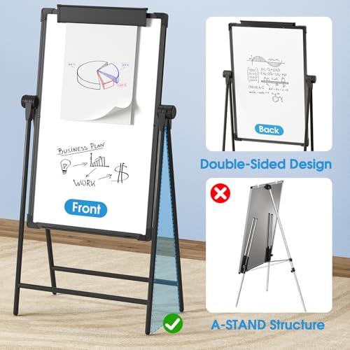 (Bundle of 2 Set)MaxGear Large White Board with Stands, 36" x 24" Big Easel Whiteboard Double Sided A-Style Stand Easel Dr...