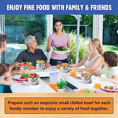 LIMOEASY Chilled Dip Bowl (4 Pack), 25oz Ice Serving Bowl with Lid for Parties, Cold Serving Dish for Hummus, Salsa, Guaca...