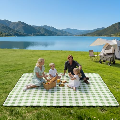TigeJoy Extra Large Picnic Blanket Waterproof Foldable 80''x80'', Outdoor Picnic Mat Beach Blanket Sandproof for Park, Gra...