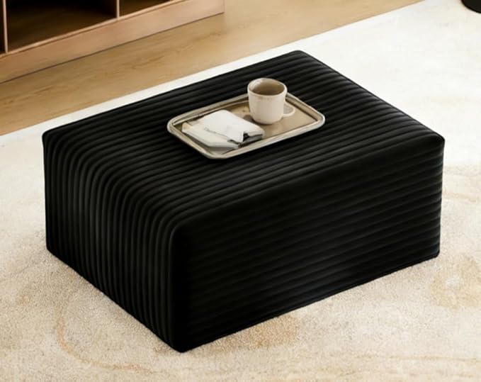 40" Ottoman for Couch, Plush Corduroy Memory Foam Ottoman Cloud Boneless Sectional Couch for Living Room Foot Stools Black