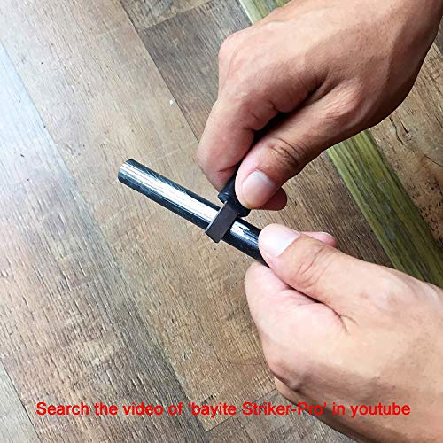 bayite 4 Inch Survival Ferrocerium Drilled Flint Fire Starter, Ferro Rod Kit with Paracord Landyard Handle and Striker, ...