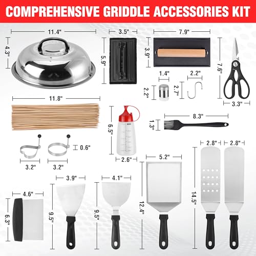 PARGRILL 128 PCS Griddle Accessories Kit - Premium Flat Top Grill Accessories Set for Blackstone & Camp Chef, Stainless St...