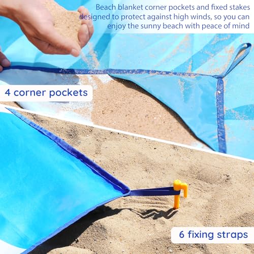 aoole Beach Blanket Sandproof, Extra Large Beach Mat 80"*80" for 1-8 Persons,Waterproof Outdoor Picnic Blankets, Lightweig...