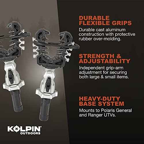 Rhino Grip¢ç Pro - Polaris UTV, Pair - Heavy Duty Carriers for Shovels, Guns, Bows, Augers, etc. - Use on Polaris Ranger, General, Xpedition, Pro XD