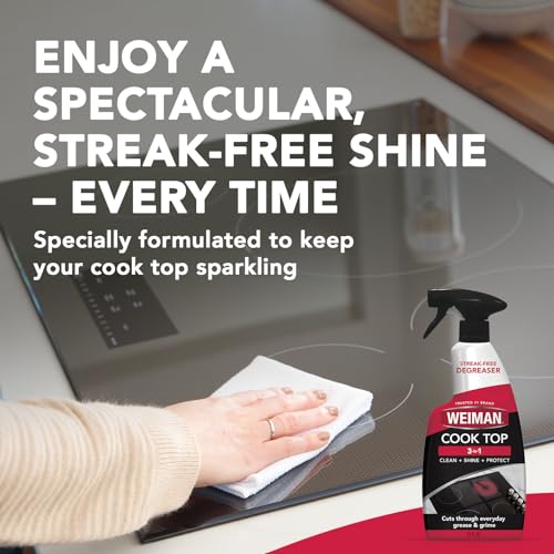 Weiman Cooktop Cleaner Spray for Daily Use, Streak & Residue Free, Non-Abrasive Formula, 2 Pack with Micro Towel