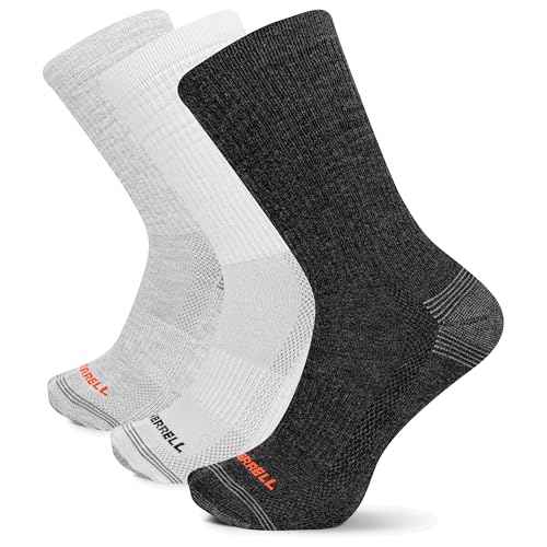 Merrell unisex-adults Men's and Women's Recycled Everyday Crew Socks - 3 Pair Pack - Repreve Mesh