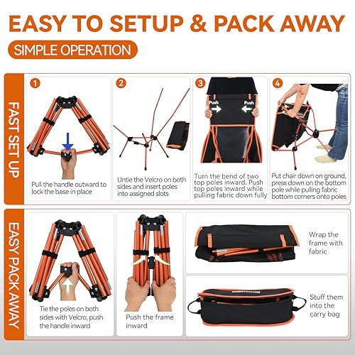 MARCHWAY Lightweight Folding High Back Camping Chair with Head Support, Stable Portable Compact for Outdoor Camp, Travel, ...