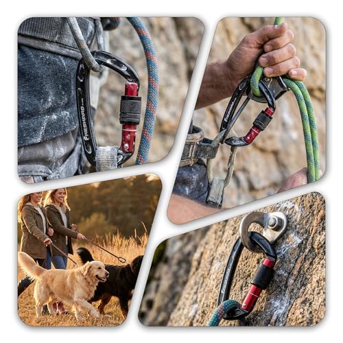 FresKaro 4inches 25kN-5621lbs Climbing Carabiners, UIAA CE Certified, Screw Lock, 7075 Aluminium, Lightweight, Rust Proof,...