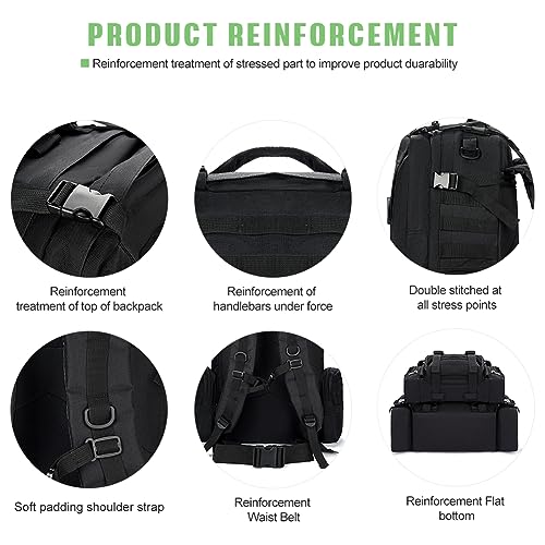CALUOMATT Large Military Tactical Backpack for Men, 40-50L Backpacks for Women, Bug out Bag Army 3 Days Assault Pack Bags ...
