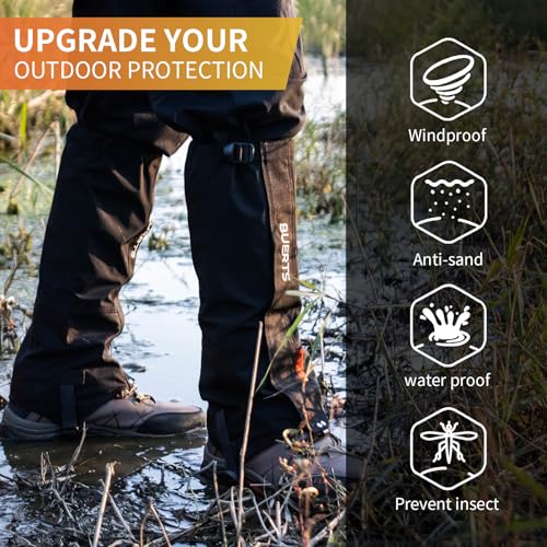 BUERTS Ultralight Down Sleeping Bag and Hiking Gaiter Combo,a combination of a 3 season sleeping bag(45 to 20℉)and 900D wa...