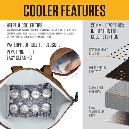 Carhartt Thick Foam Fully Insulated Cold Front Coolers, Premium Ice Retention, Durable Water Resistant Material W/Front Zi...