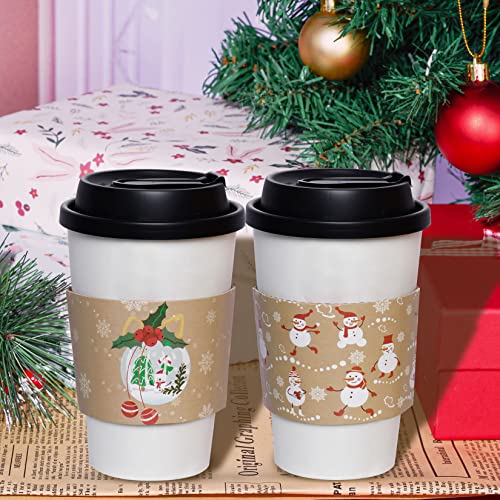 Hmxpls 24 Packs Christmas Santa Coffee Cups Sleeves, Disposable Hot Chocolate Cocoa Cup Sleeves for 12oz 16oz Hot Drinks &...