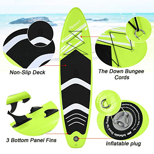 FBSPORT 10'6'' Premium Inflatable Stand Up Paddle Board, Yoga Board with Durable SUP Accessories & Carry Bag | Wide Stanc...