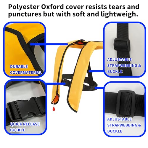 Manual Inflatable Life Jacket|Life Vest for Adults|PFD Low Profile|Supports up to 330 lbs(YSH709)
