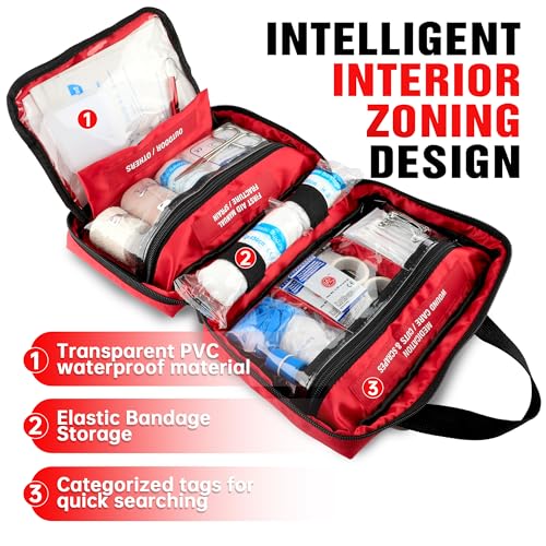 Kitgo First Aid Kit with Hospital Grade Medical Supplies, 220pcs Emergency Medical Trauma Kit, Gift for Dad Husband Great ...