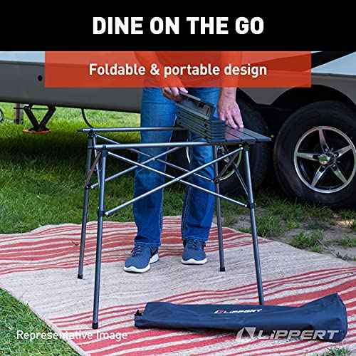Lippert HD Hybrid Foldable Camp Table with Carry Bag White 27 1/2¡± x 27 1/2¡± x 27 1/2" (H x W x D),Hammer Grey
