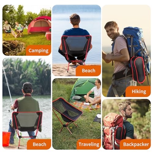 Veathzet Ultralight Camping Chair, Foldable Portable Camping Chair with Breathable Nylon Mesh, Compact Design & Carry Bag ...