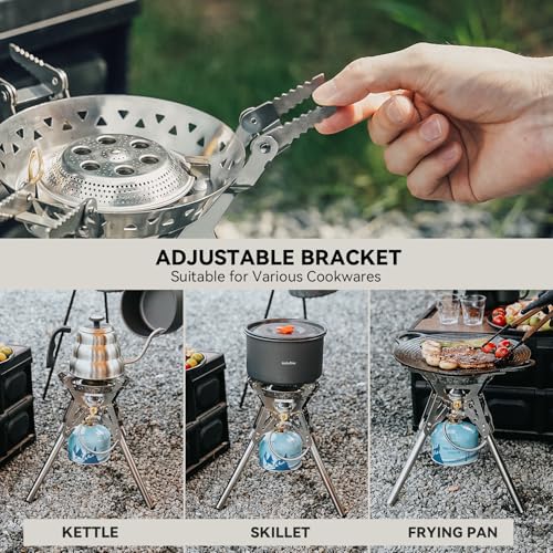 ONLYFIRE OUTDOOR LIVING Portable Camping Stove with Storage Bag, Foldable Propane Gas Stove Multi-fuel, Camp Stove for Pat...