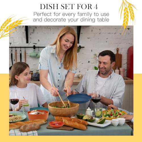 Premium Wheat Straw Dinnerware Sets for 4,Dishwasher & Microwave Safe Plates and Bowls Sets 20-Piece, Unbreakable and Ligh...