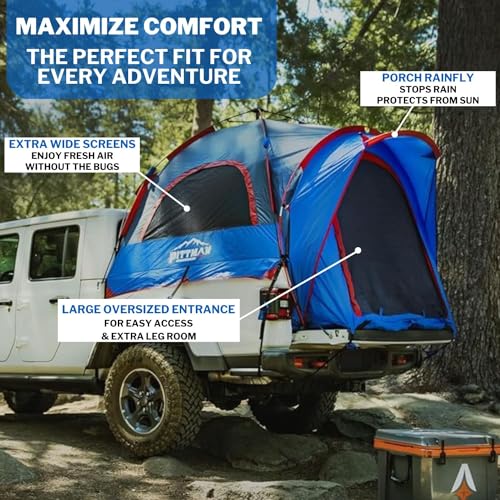 Pittman - Truck Bed Tent with EZ-UP Design - Truck Tent for Camping - Includes Rain Fly, Extra Wide Entry, Oversize Air Me...