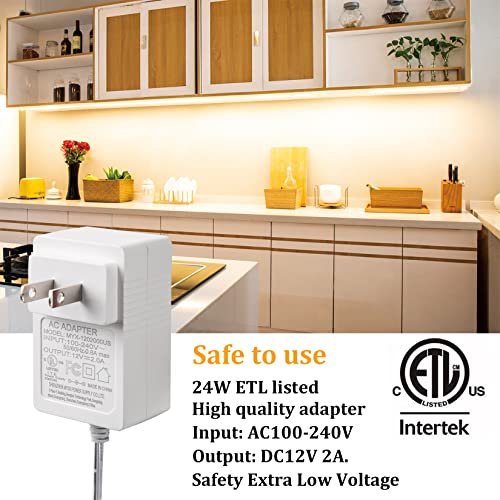 WOBANE Under Cabinet LED Lighting Kit, 6 PCS Dimmable LED Strip Lights with Remote Control Dimmer, 24W Adapter, Hidden 270...