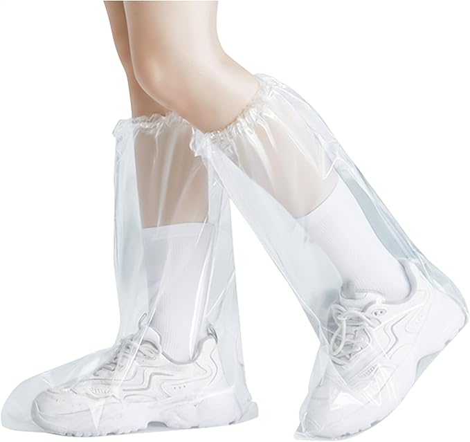 12 Pairs Waterproof Shoe Covers Plastic Boot Covers Disposable Thicker Long Rain Shoes and Boots Cover Non-Slip,Indoor Outdoor Overshoes for Men and Women