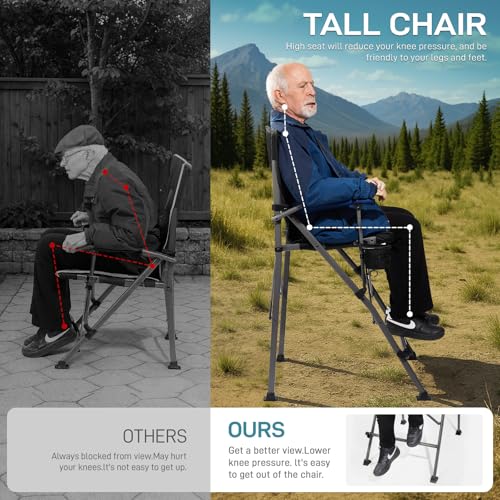 EVER ADVANCED Tall Directors Chair with Cup Holder 31", Bar Height Folding Chair for Camping, Sports with Carry Bag, Mesh ...