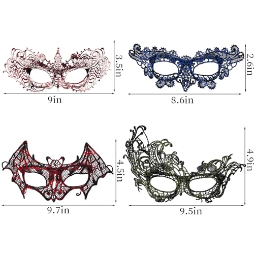 Cnomg Venetian Mardi Gras Mask Set - Glasses for Women - Lace Masquerade Eyemask for Party & Halloween