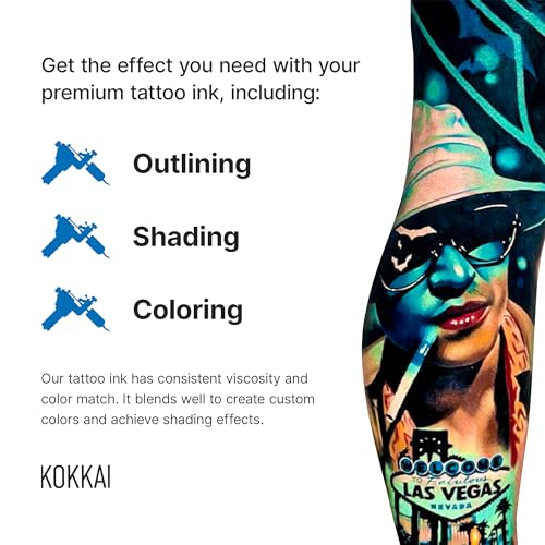 Tattoo Ink, Premium Quality, Precision Medium Viscosity, Rich Hue, Quick Healing, Acrylic-Free, Water-Based, Ready-to-Use Ink for Precision Tattooing (12 Color Pack, 1 oz)