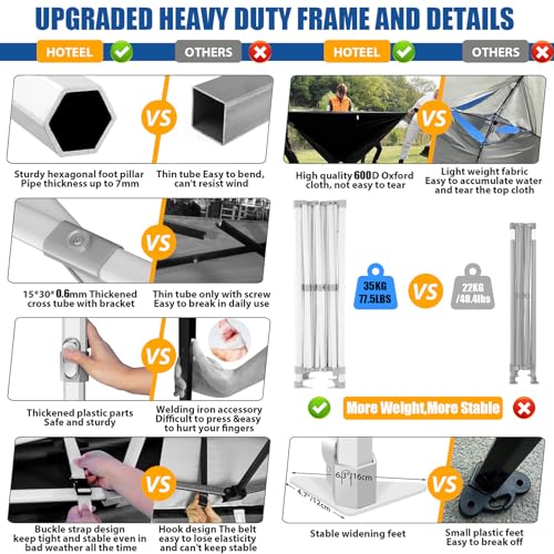 HOTEEL 10x20 Pop up Canopy Tent for Parties, Heavy Duty Easy Setup Tent with 6 Sidewalls, Outdoor Commercial Instant Gazeb...