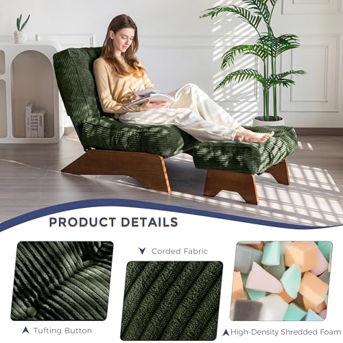 MAXYOYO Accent Chair with Ottoman Adjustable Backrest, Tufted Living Room Chair Upholstered Lounge Chair with Footrest Se...