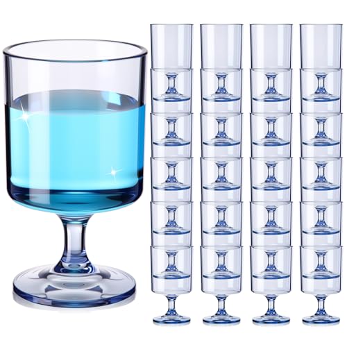 Singhoow 48 Packs 8oz Acrylic Reusable Plastic Wine Glasses Bulk Valentine Wedding Disposable Short Stem Baby Shower Party...