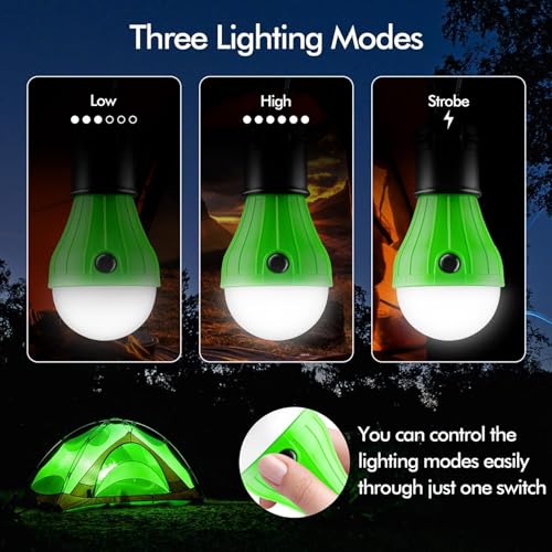 FLY2SKY Portable LED Tent Lamp, Clip Hook Hurricane Emergency Light Bulb, Camping Equipment Lanterns for Hiking, Backpacki...