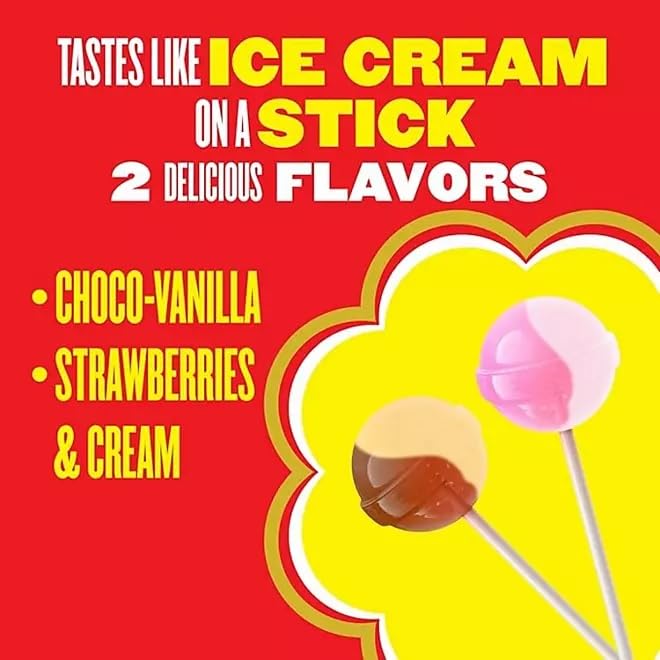 Chupa Chupps Cremosa Lollipops, Strawberry and Choco-Vanilla, 100 ct.