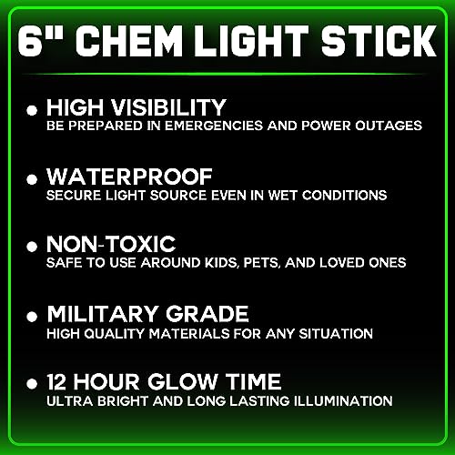 PartySticks Emergency Glow Sticks - 12 Ultra Bright Individually Wrapped Military Grade Chem Lights - 12 Hour Bulk Tactica...